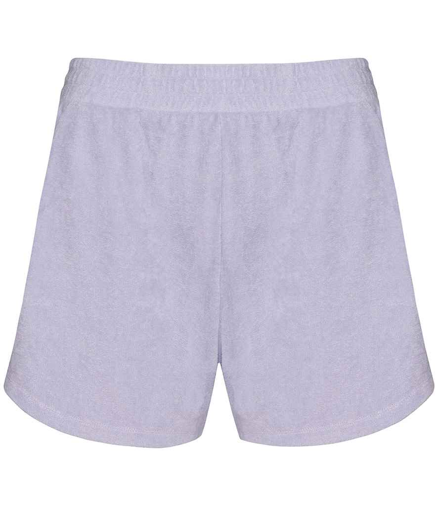 Native Spirit Ladies Terry Towel Shorts in Parma, front view