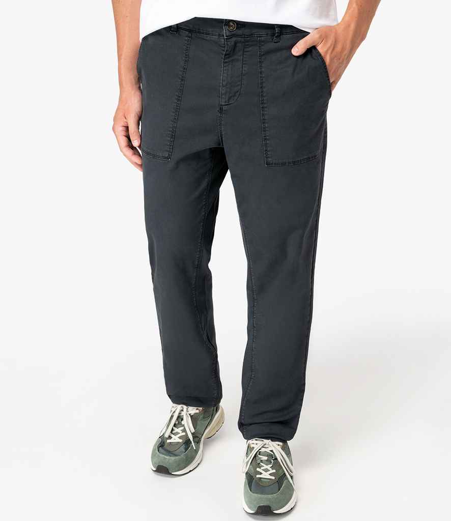 Native Spirit Washed Effect Trousers in Washed Coal Grey