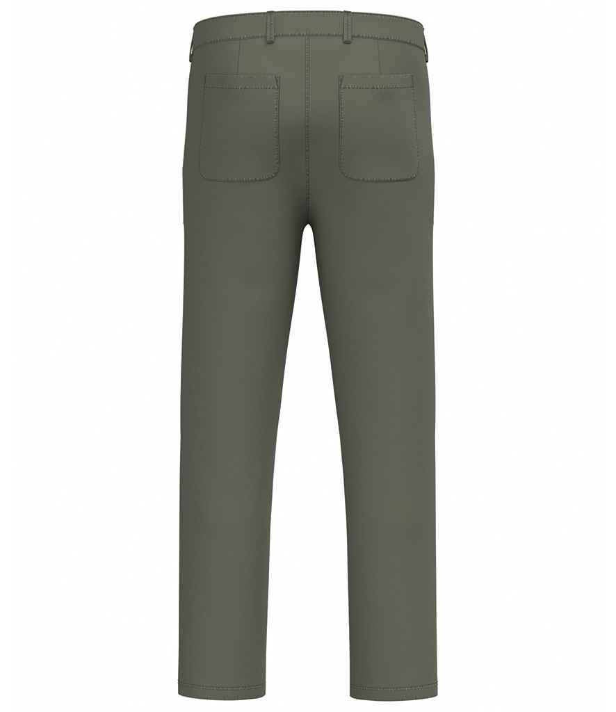 Native Spirit Washed Effect Trousers in Washed Organic Khaki, back view