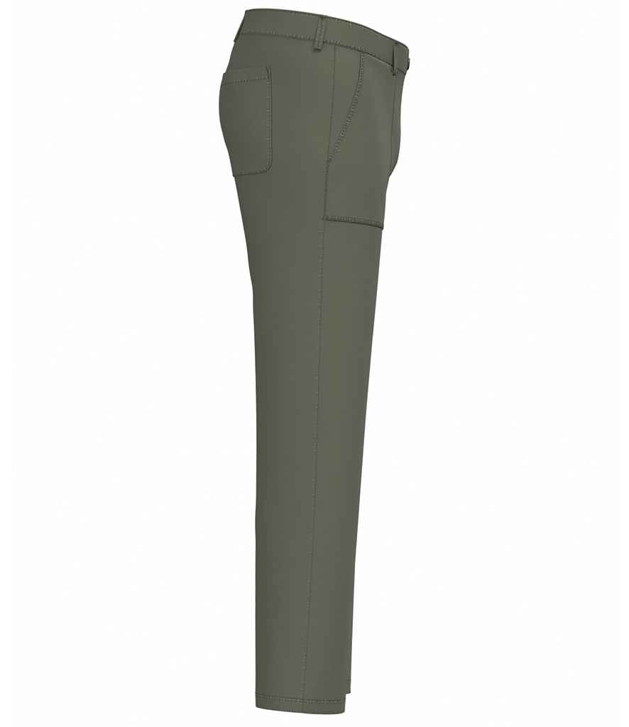 Native Spirit Washed Effect Trousers in Washed Organic Khaki, side view