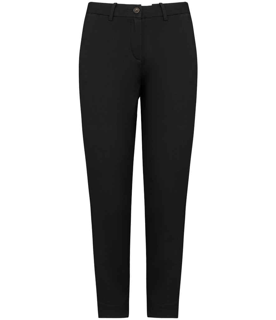 Native Spirit Ladies Chino Trousers in Black, front view