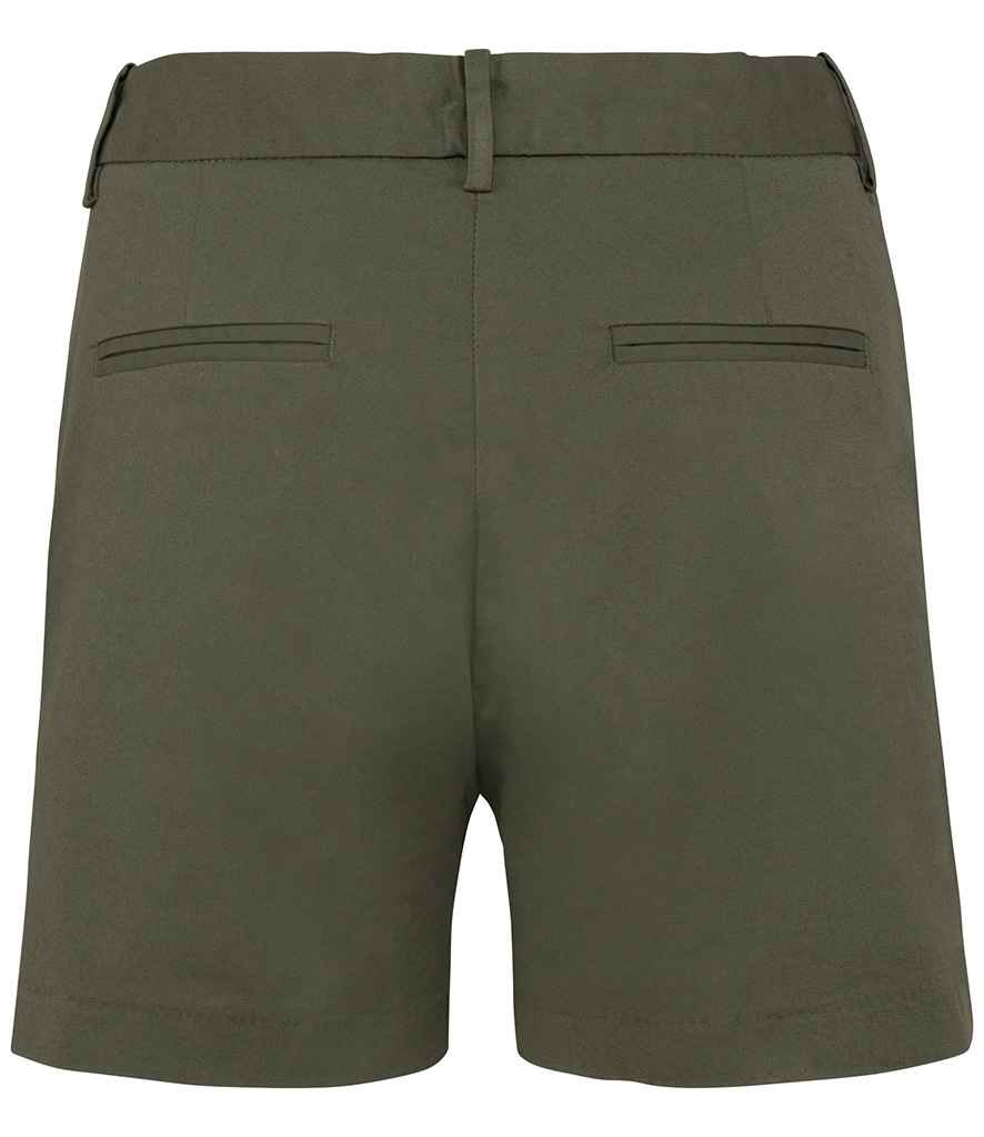 Native Spirit Ladies Chino Shorts in Organic Khaki, back view