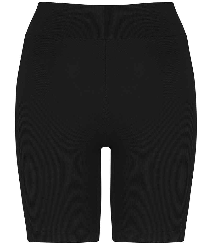 Native Spirit Ladies Ribbed Shorts in Black, back view