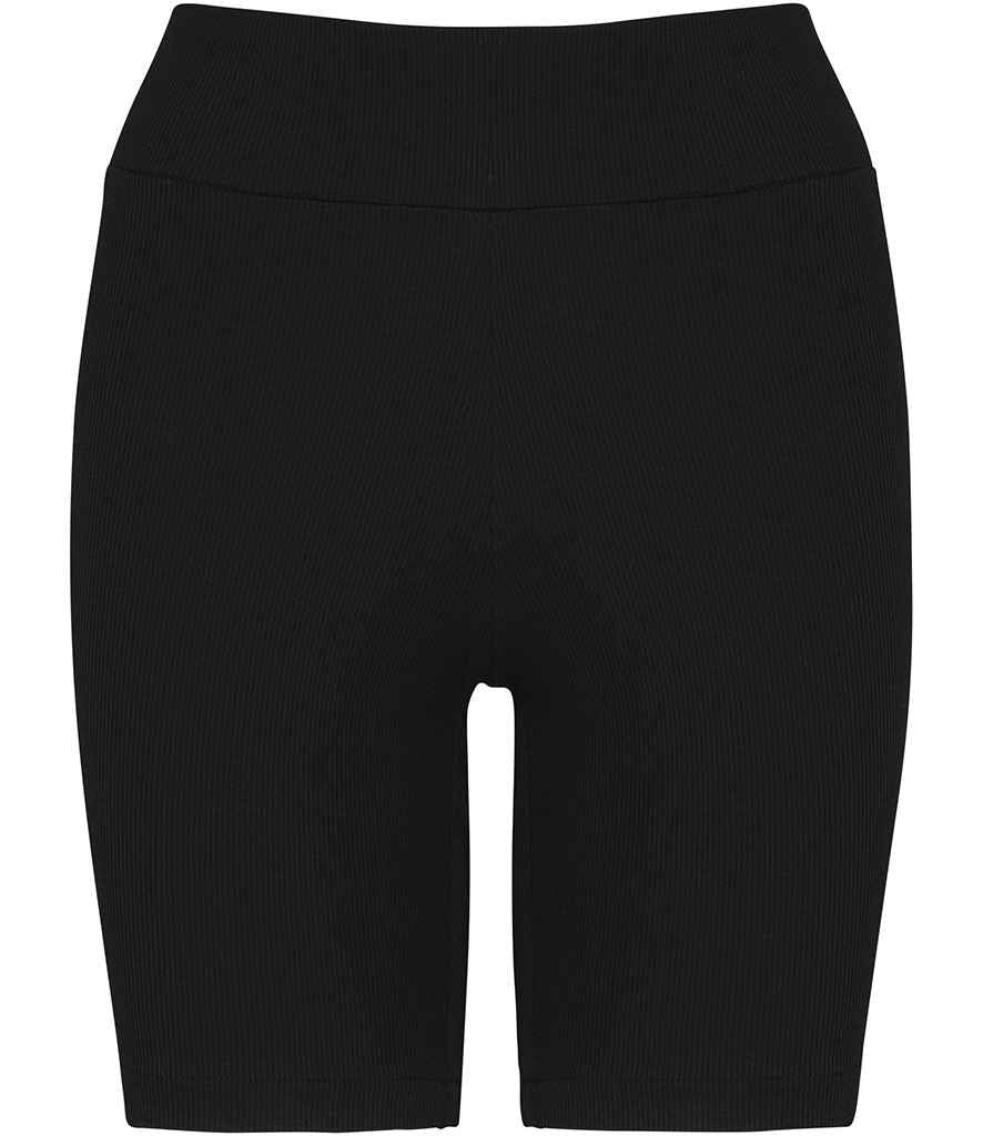 Native Spirit Ladies Ribbed Shorts in Black, front view