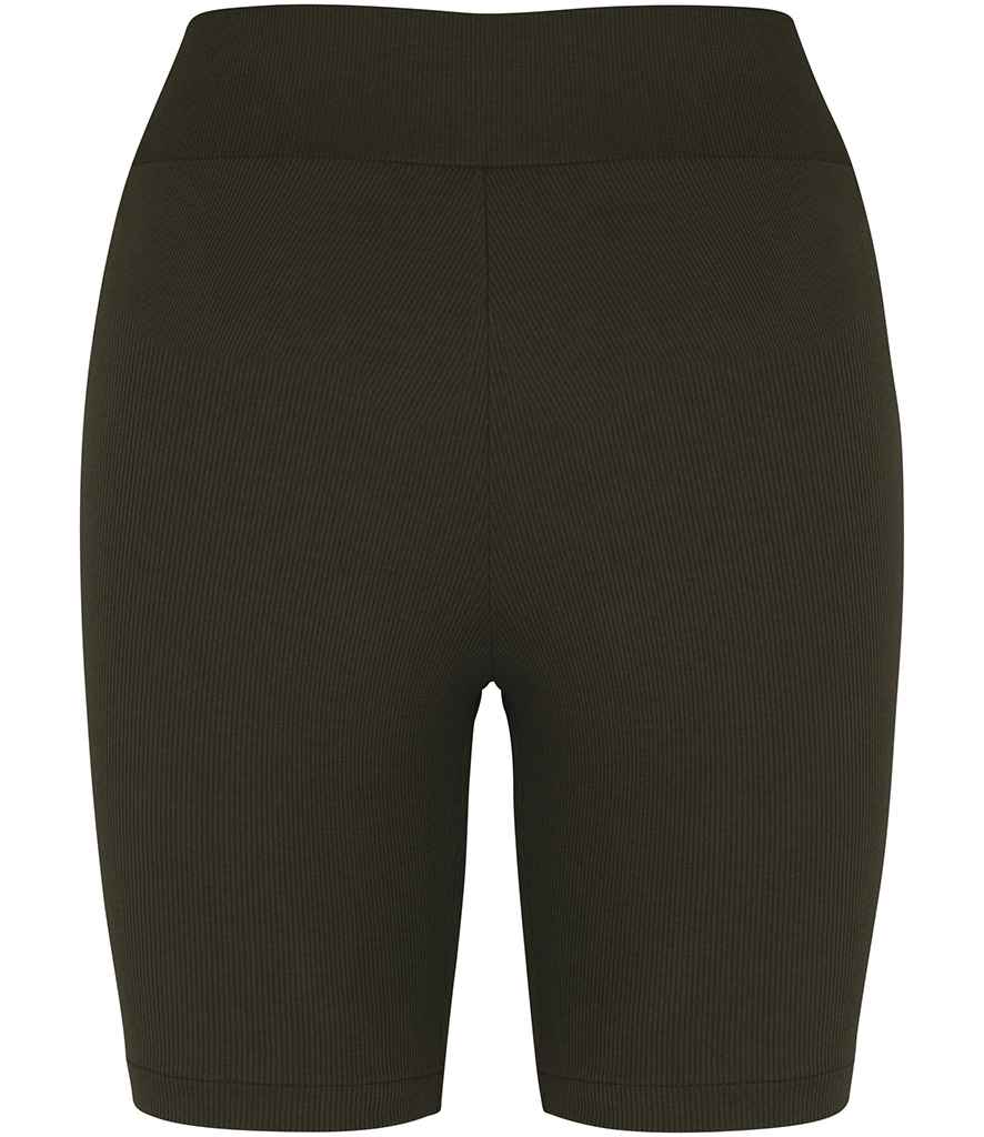 Native Spirit Ladies Ribbed Shorts in Organic Khaki, back view