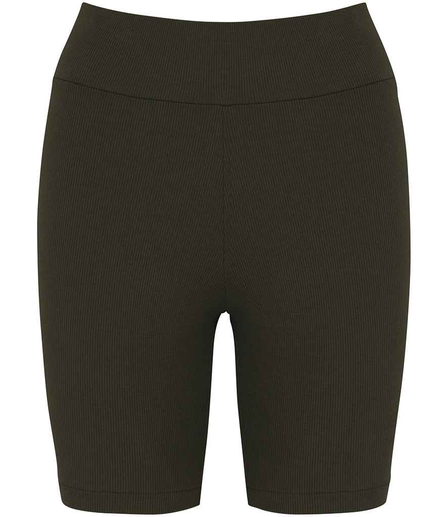 Native Spirit Ladies Ribbed Shorts in Organic Khaki, front view