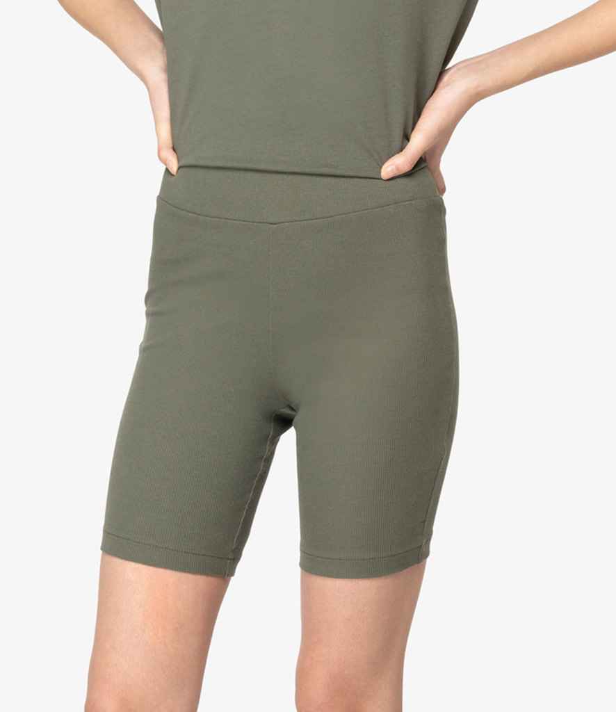 Native Spirit Ladies Ribbed Shorts in Organic Khaki