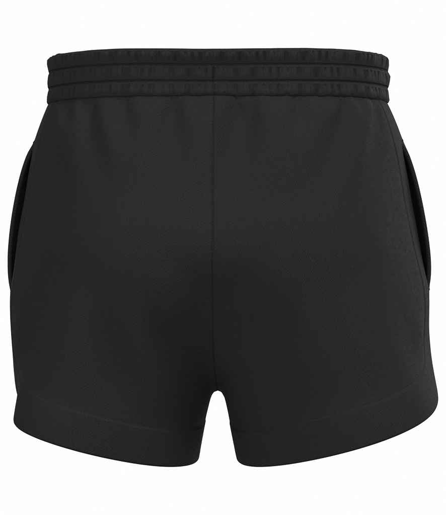 Native Spirit Ladies French Terry Shorts in Black, back view