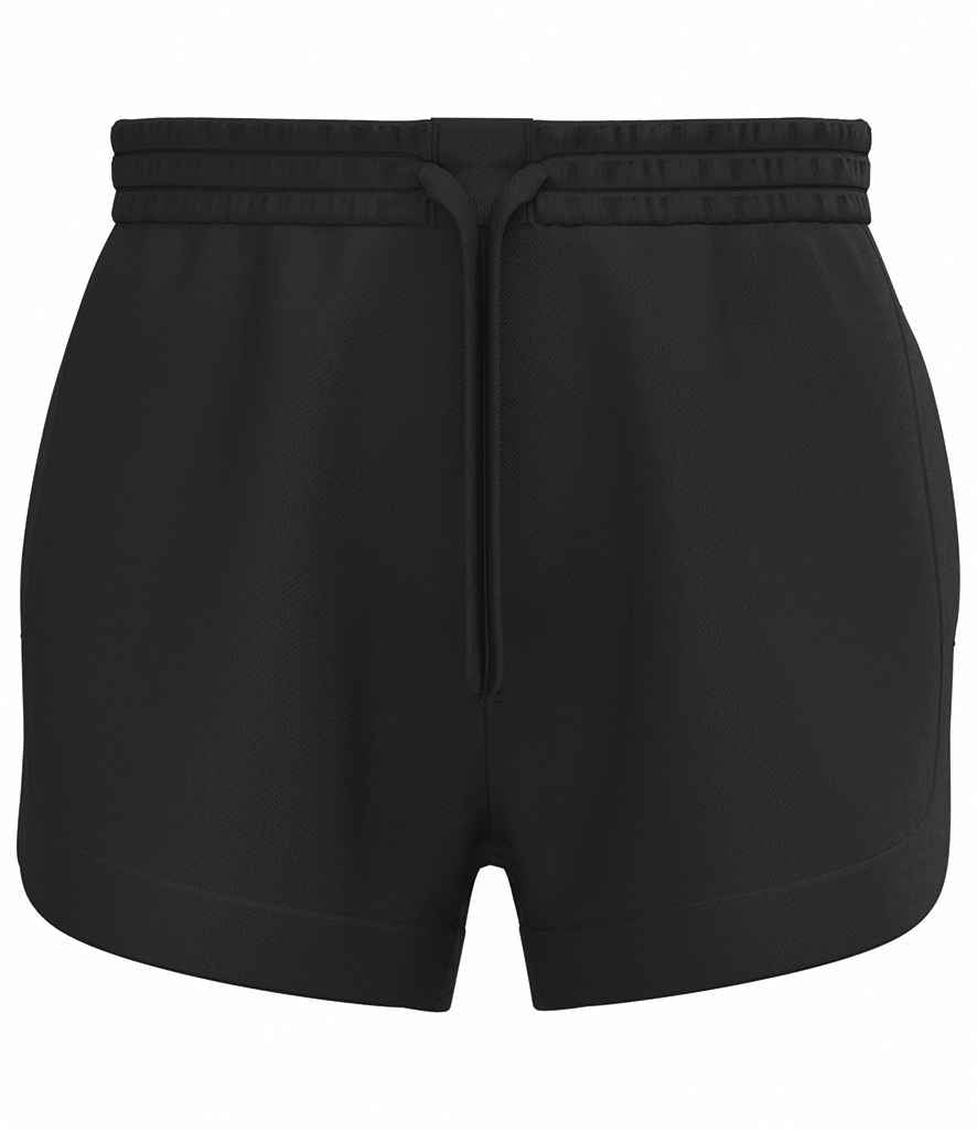Native Spirit Ladies French Terry Shorts in Black, front view