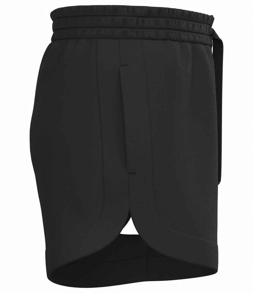 Native Spirit Ladies French Terry Shorts in Black, side view