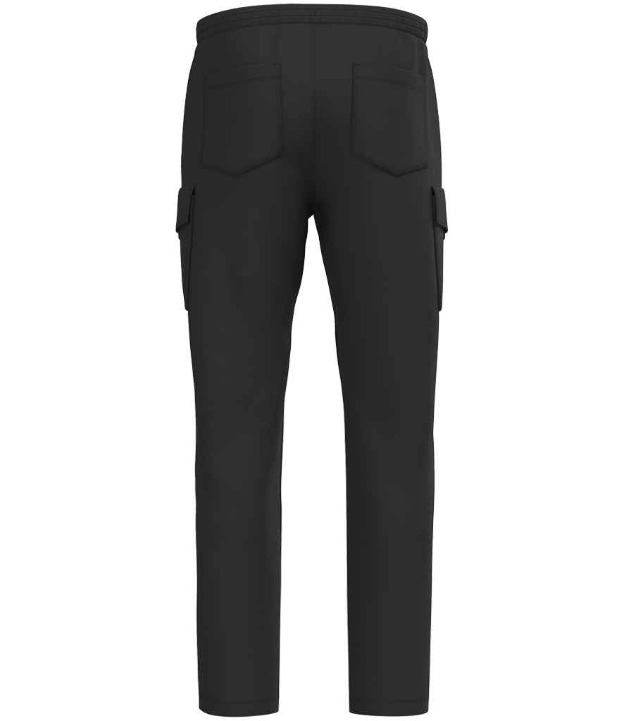 Native Spirit French Terry Washed Cargo Trousers in Washed Black, back view