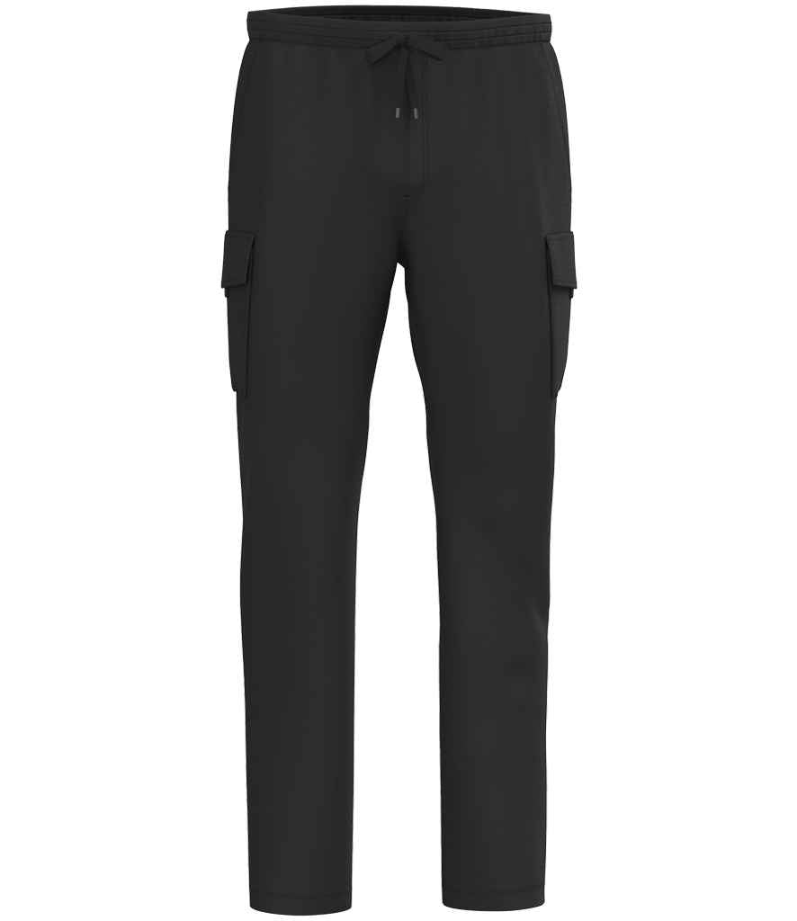 Native Spirit French Terry Washed Cargo Trousers in Washed Black, front view