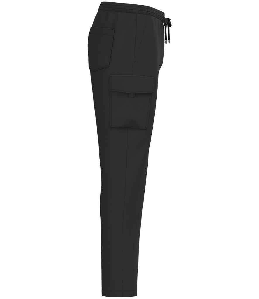 Native Spirit French Terry Washed Cargo Trousers in Washed Black, side view