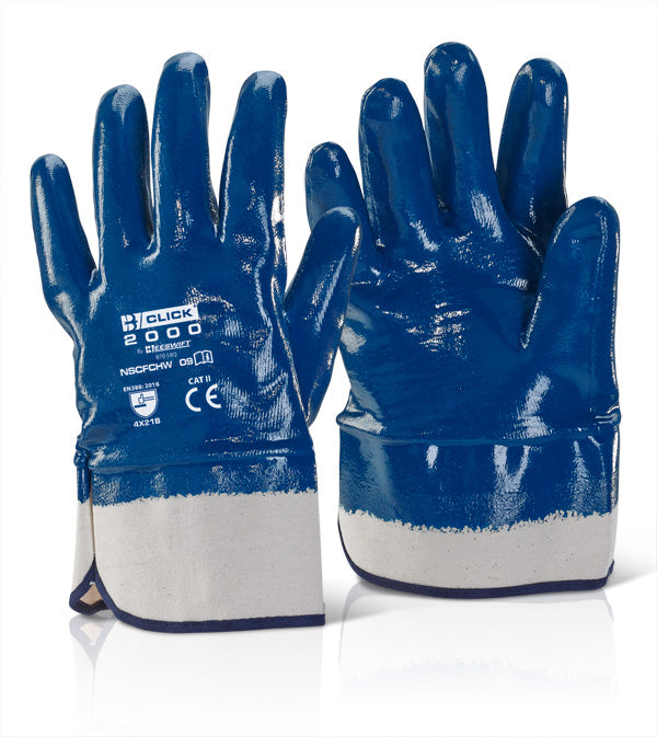 Click Beeswift Nitrile Safety Cuff Fully Coated Heavy Weight Gloves, main product image