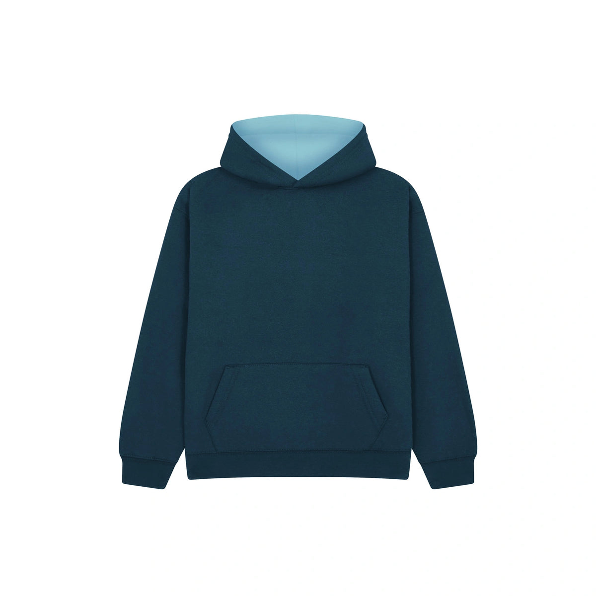 Cotton Ridge W73K Eclipse Premium kids contrast hoodie in Navy / Powder Blue