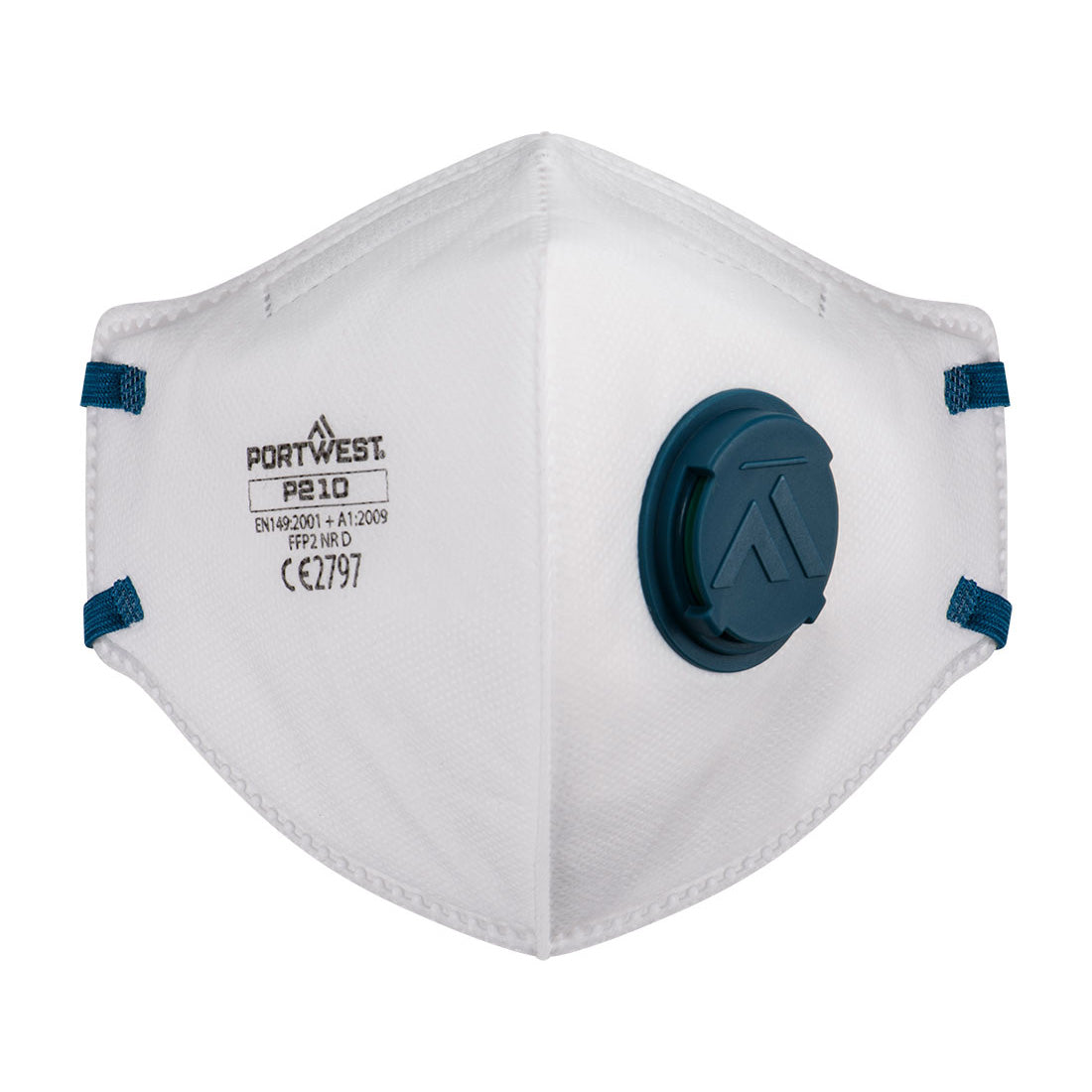 Portwest FFP2 Valved Dolomite Fold Flat Respirator in White, main product image