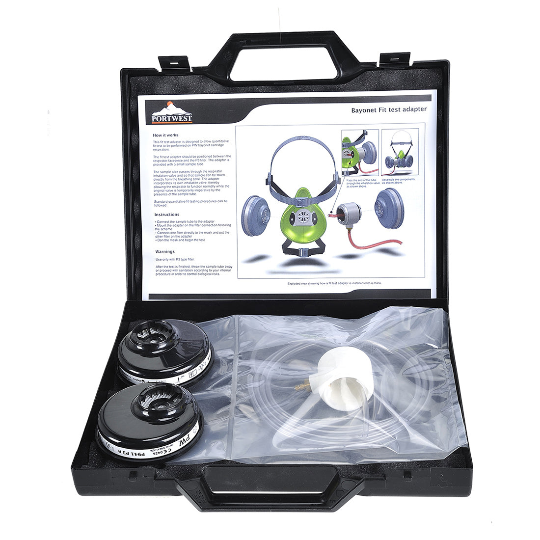 Portwest Bayonet Fit Test Adapter Kit in Black, main product image