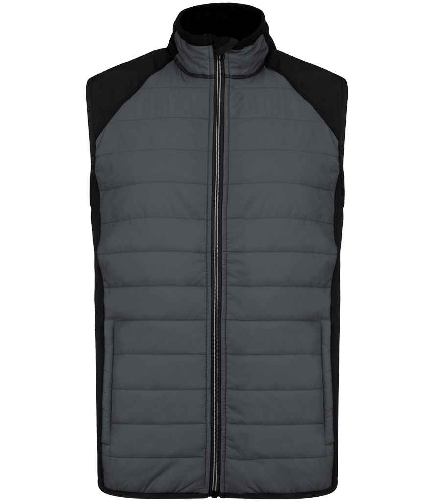 Proact Dual Fabric Sports Bodywarmer in Sporty Grey/Black, front view