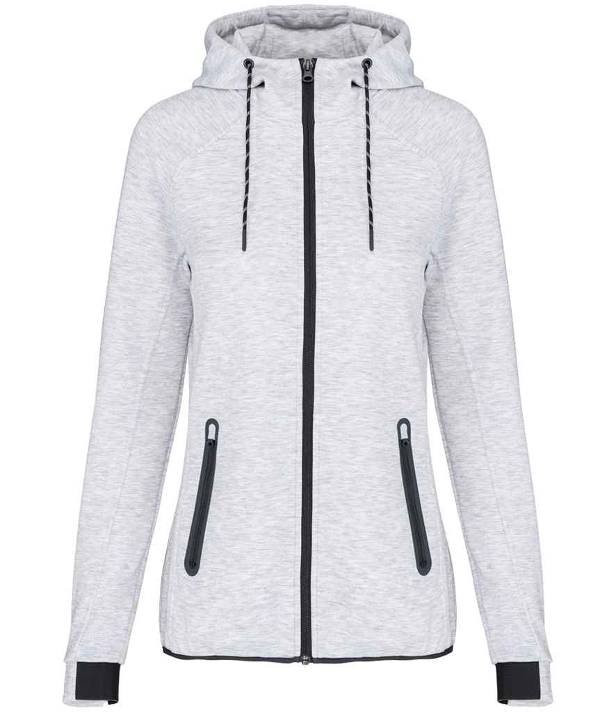 Proact Ladies Performance Hooded Jacket in Ash Heather, front view