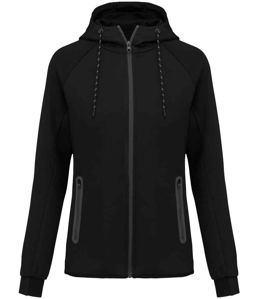 Proact Ladies Performance Hooded Jacket in Black, front view