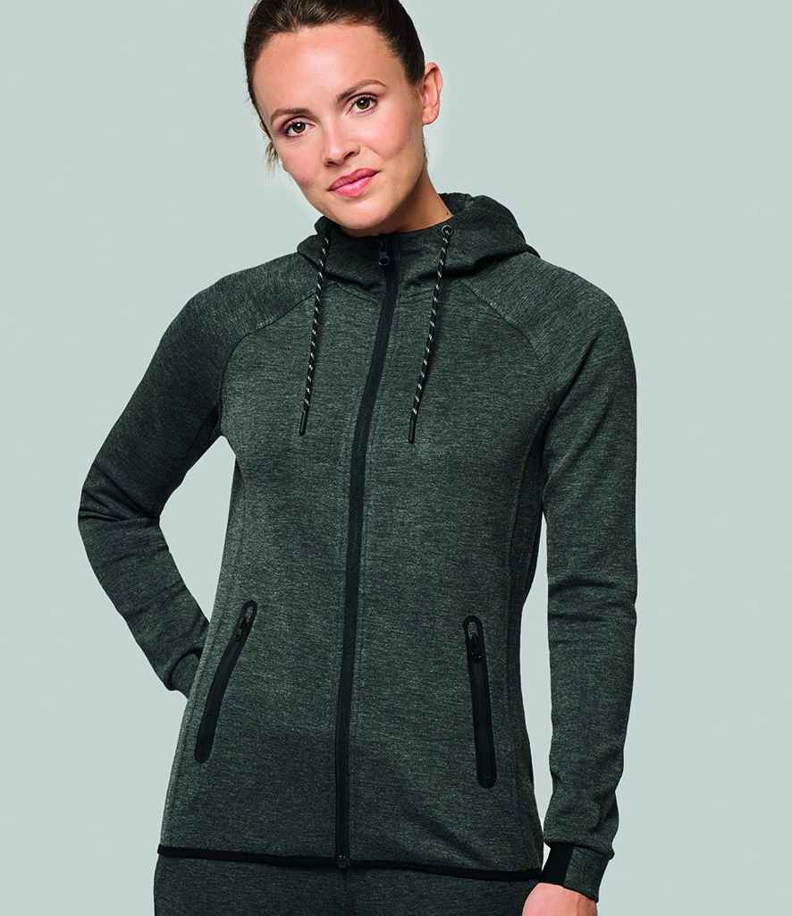 Proact Ladies Performance Hooded Jacket in Deep Grey Heather