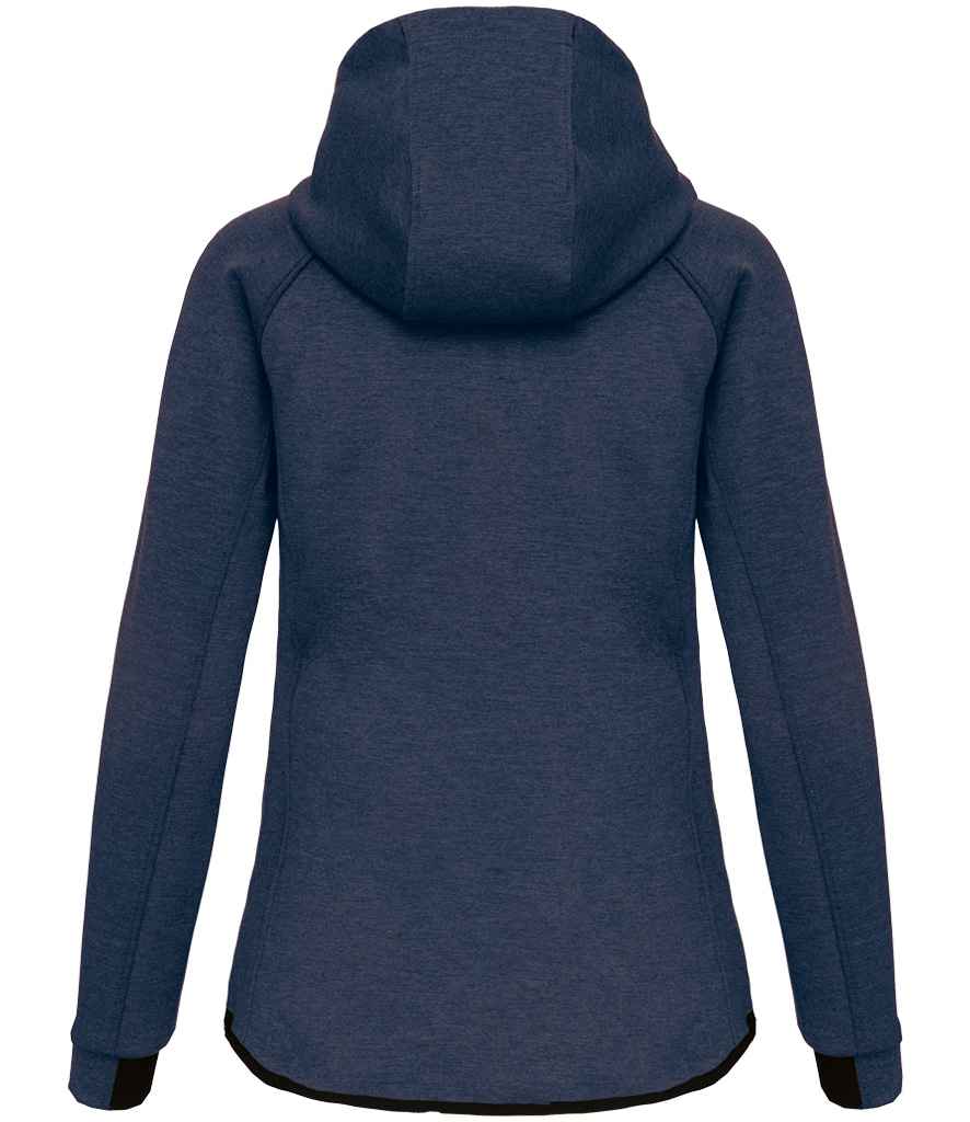 Proact Ladies Performance Hooded Jacket in French Navy Heather, back view