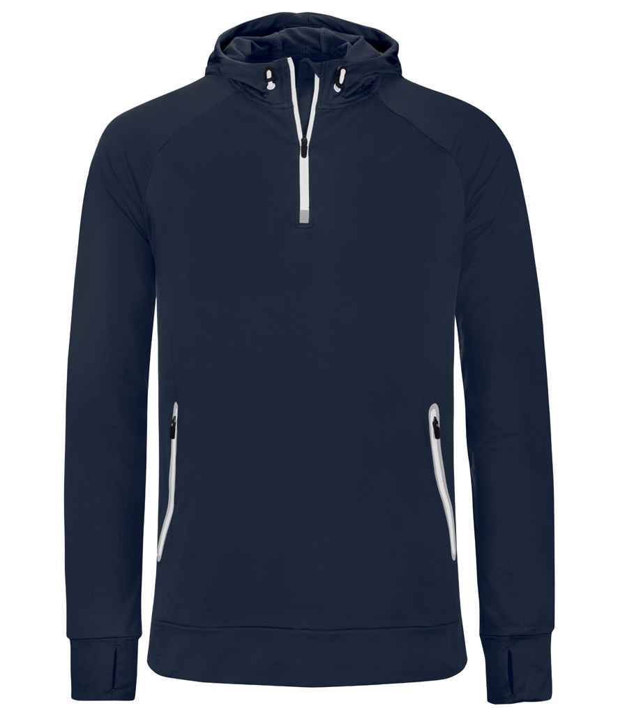 Proact Zip Neck Hooded Sweatshirt in Navy, front view