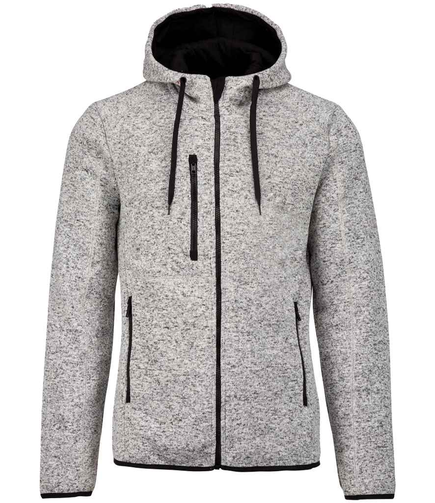 Proact Heather Hooded Jacket in Light Grey Melange, front view