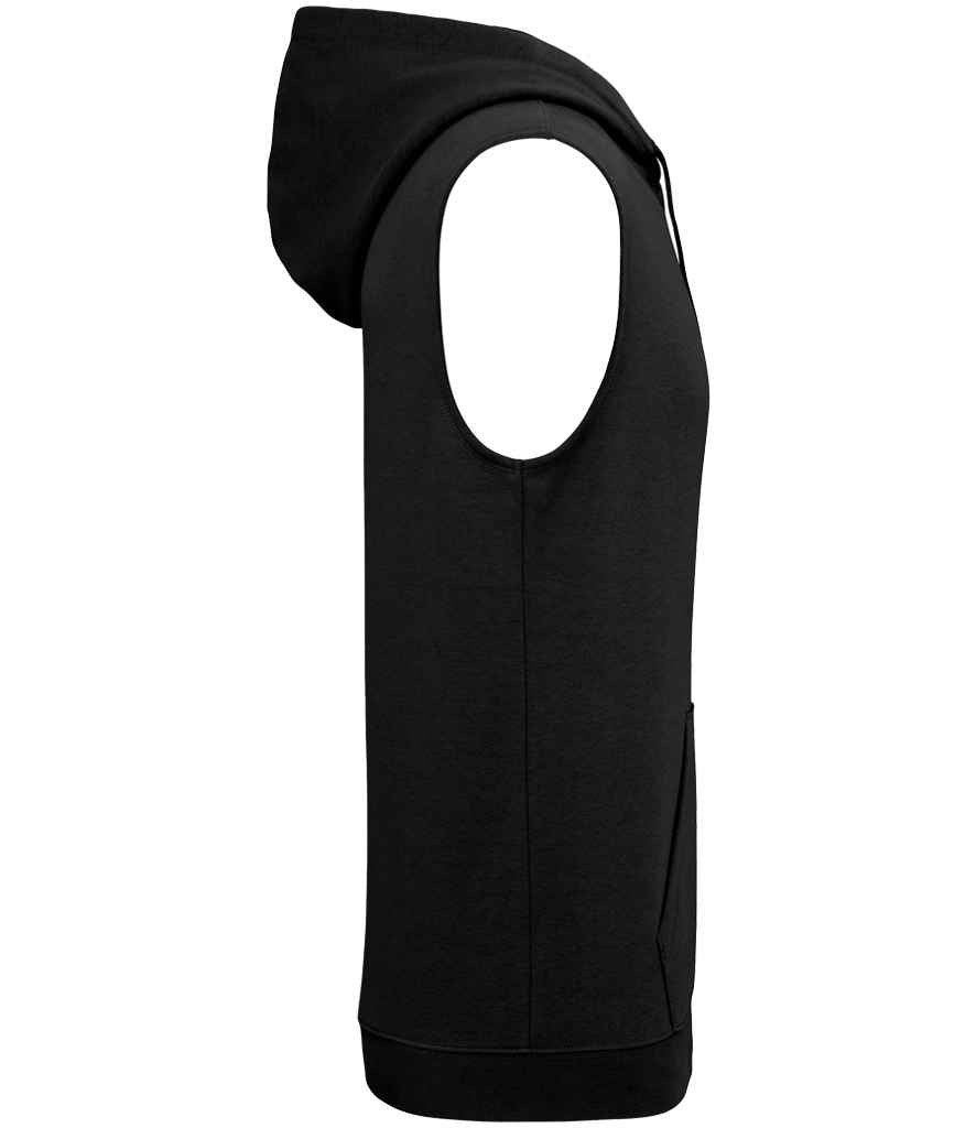 Proact Unisex Sleeveless Hoodie in Black, side view