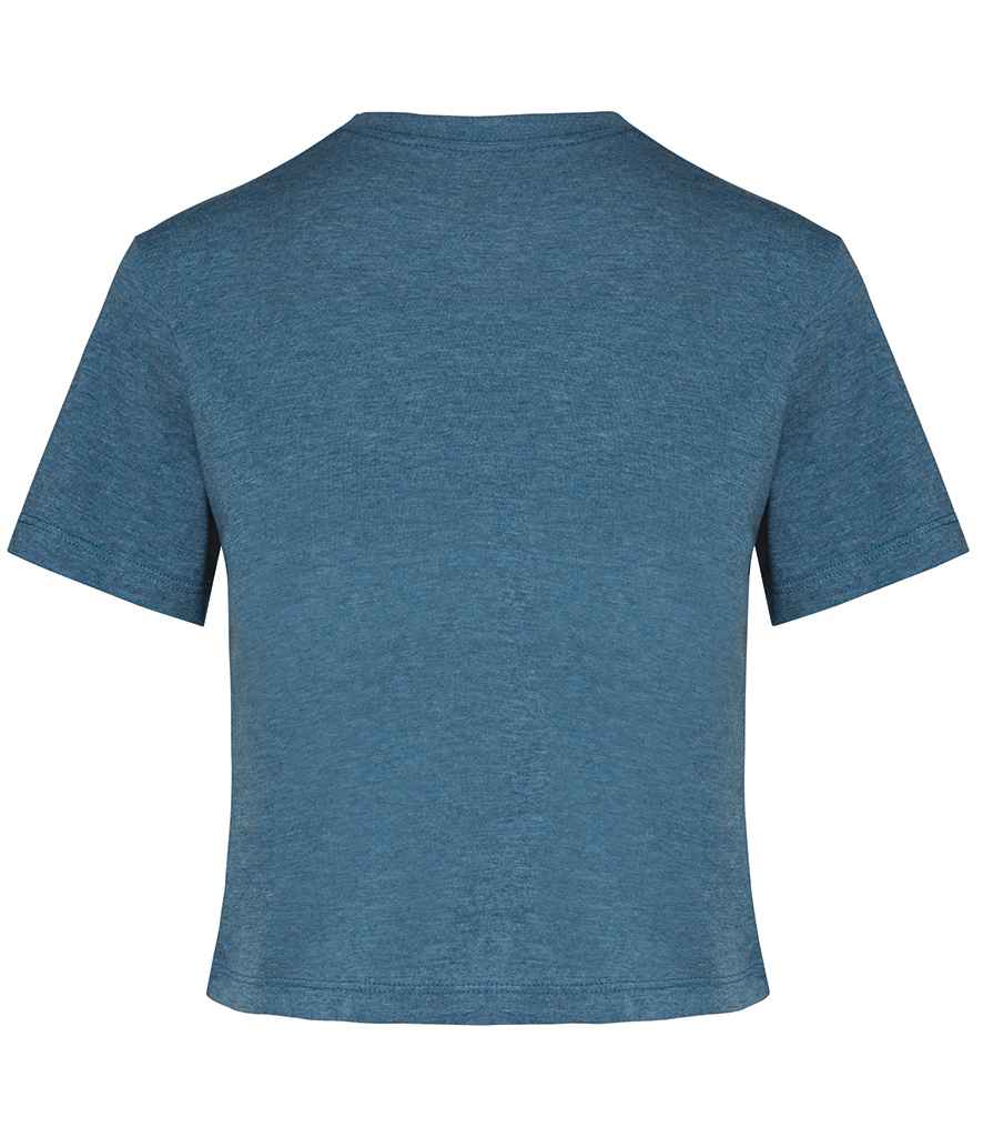 Proact Ladies Triblend Crop Top in Duck Blue Heather, back view