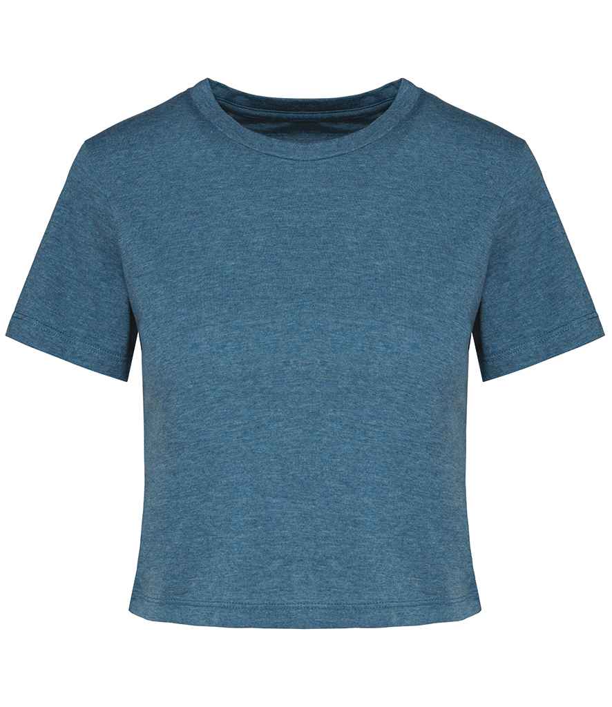 Proact Ladies Triblend Crop Top in Duck Blue Heather, front view