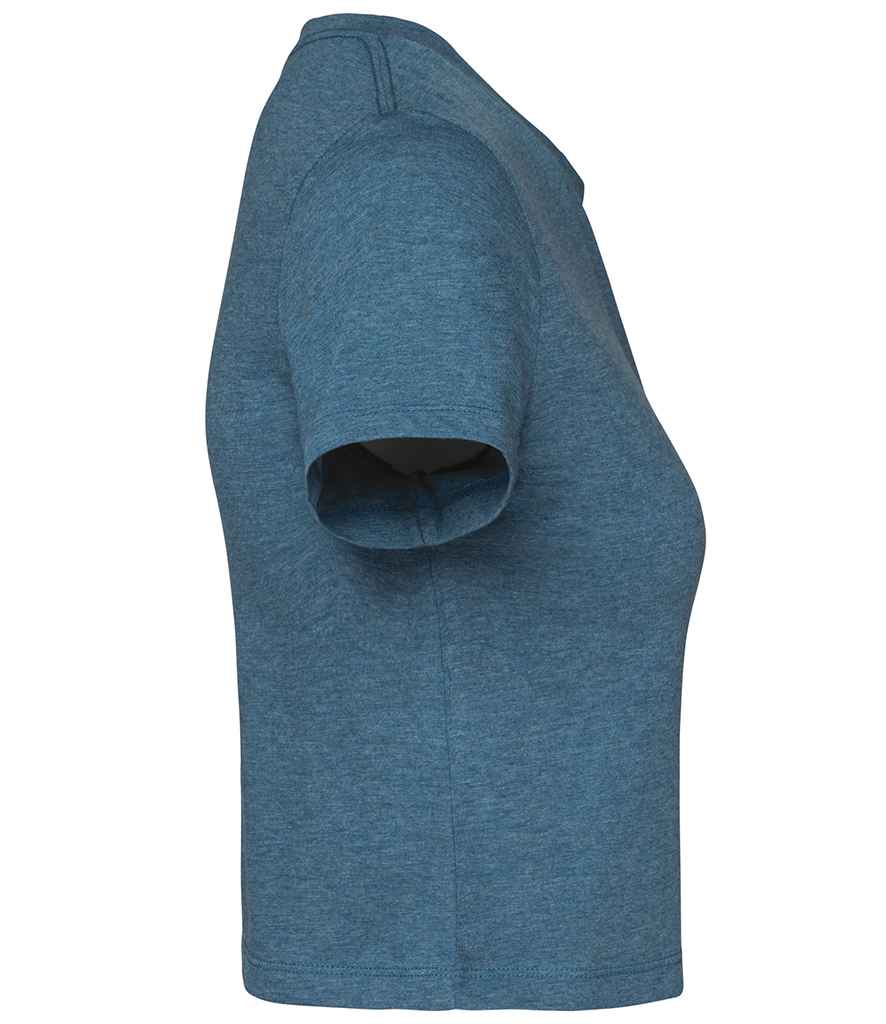 Proact Ladies Triblend Crop Top in Duck Blue Heather, side view