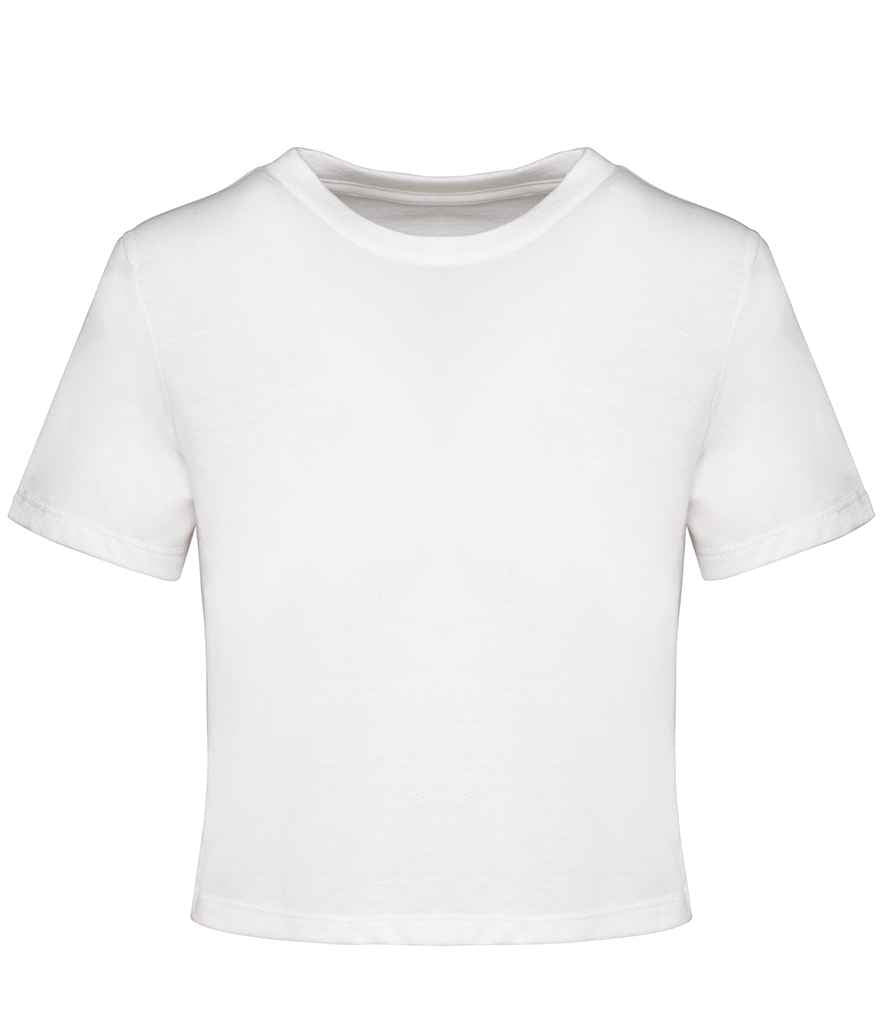 Proact Ladies Triblend Crop Top in White, front view