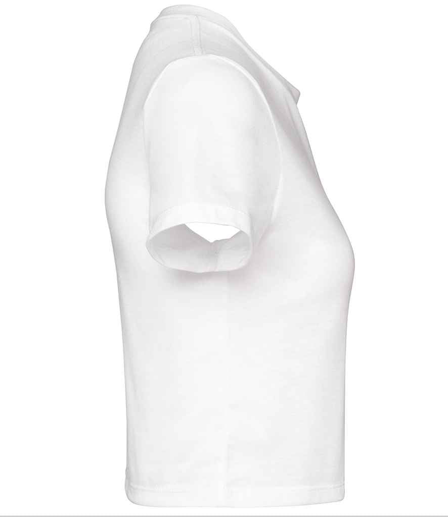 Proact Ladies Triblend Crop Top in White, side view