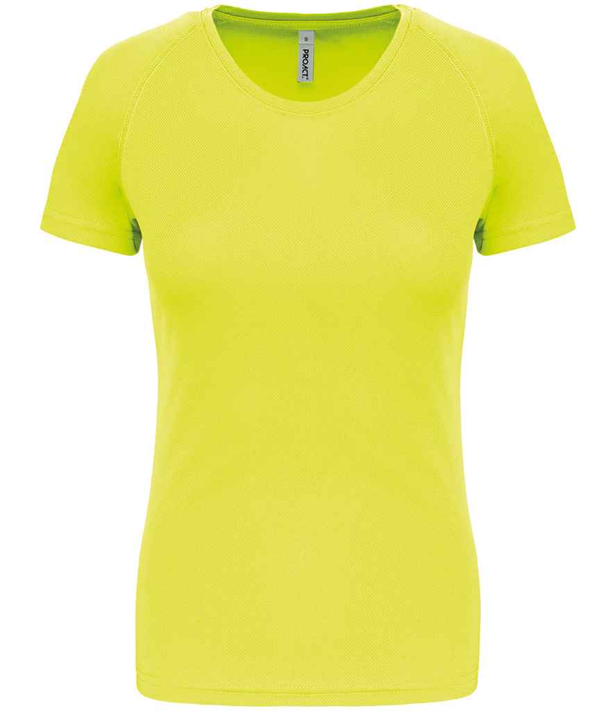 Proact Ladies Performance T-Shirt in Fluorescent Yellow, front view