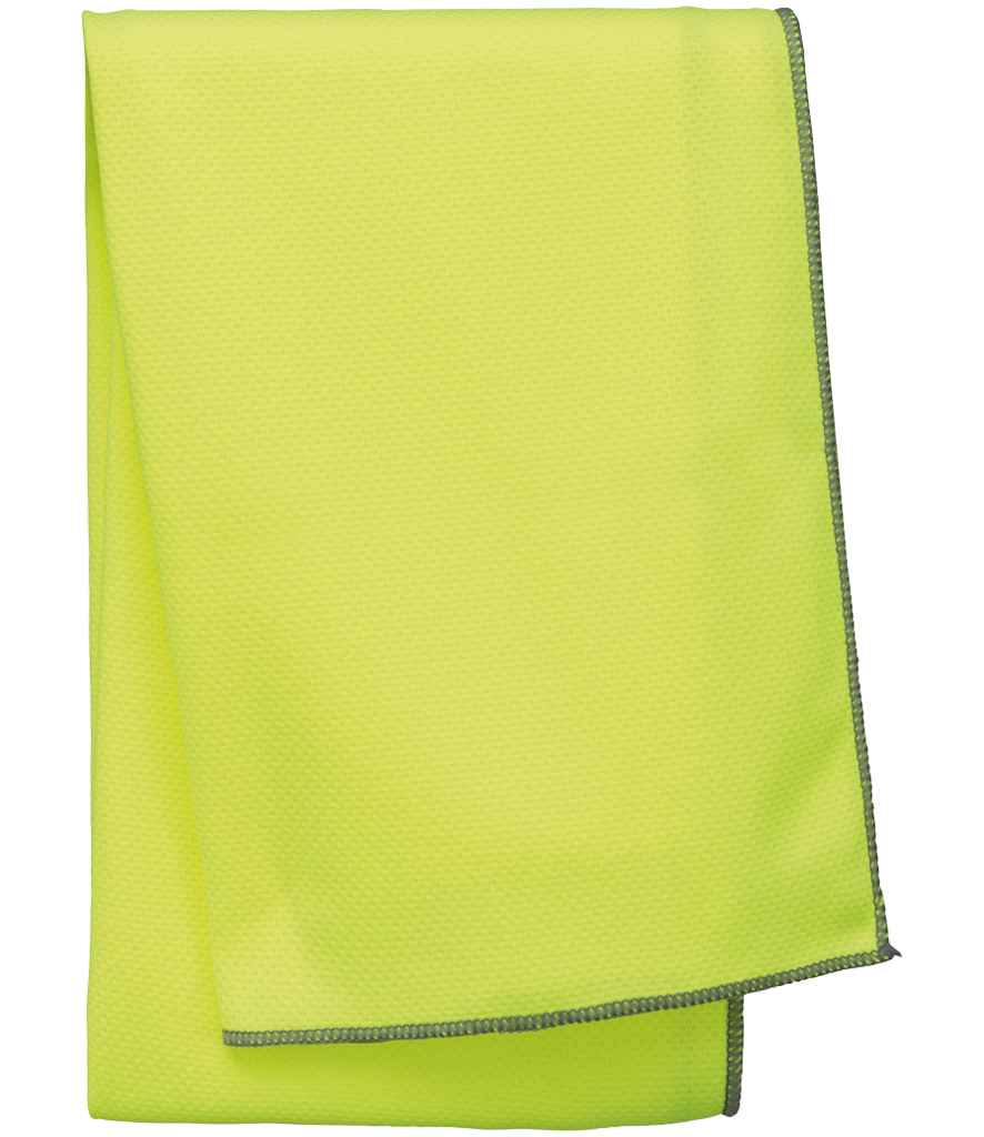 Proact Refreshing Sports Towel in Fluorescent Yellow, front view