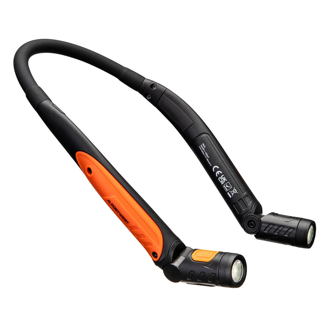 Portwest USB Rechargeable LED Neck Light in Black/Orange, main product image