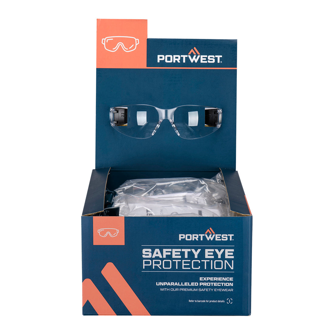 Portwest Retail-Ready PW32 Glasses Pk12 in Clear, main product image