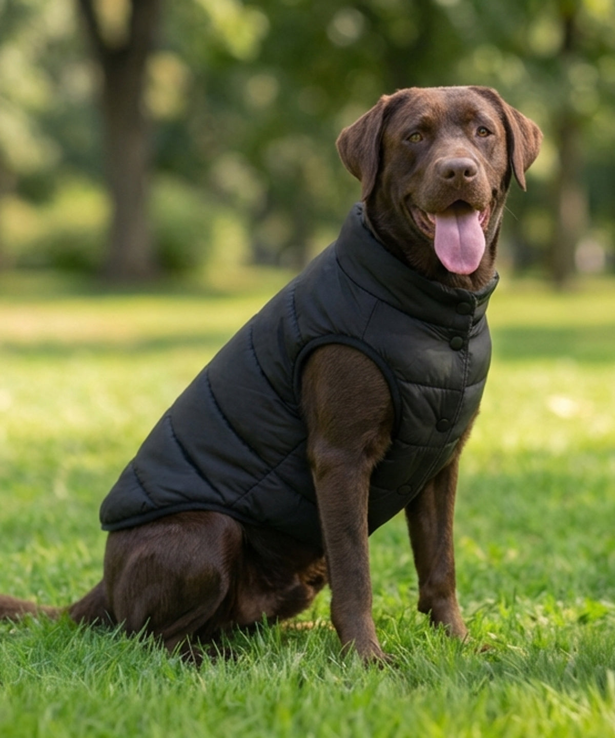 Portman & Pooch Dog’s puffer jacket, lifestyle photo