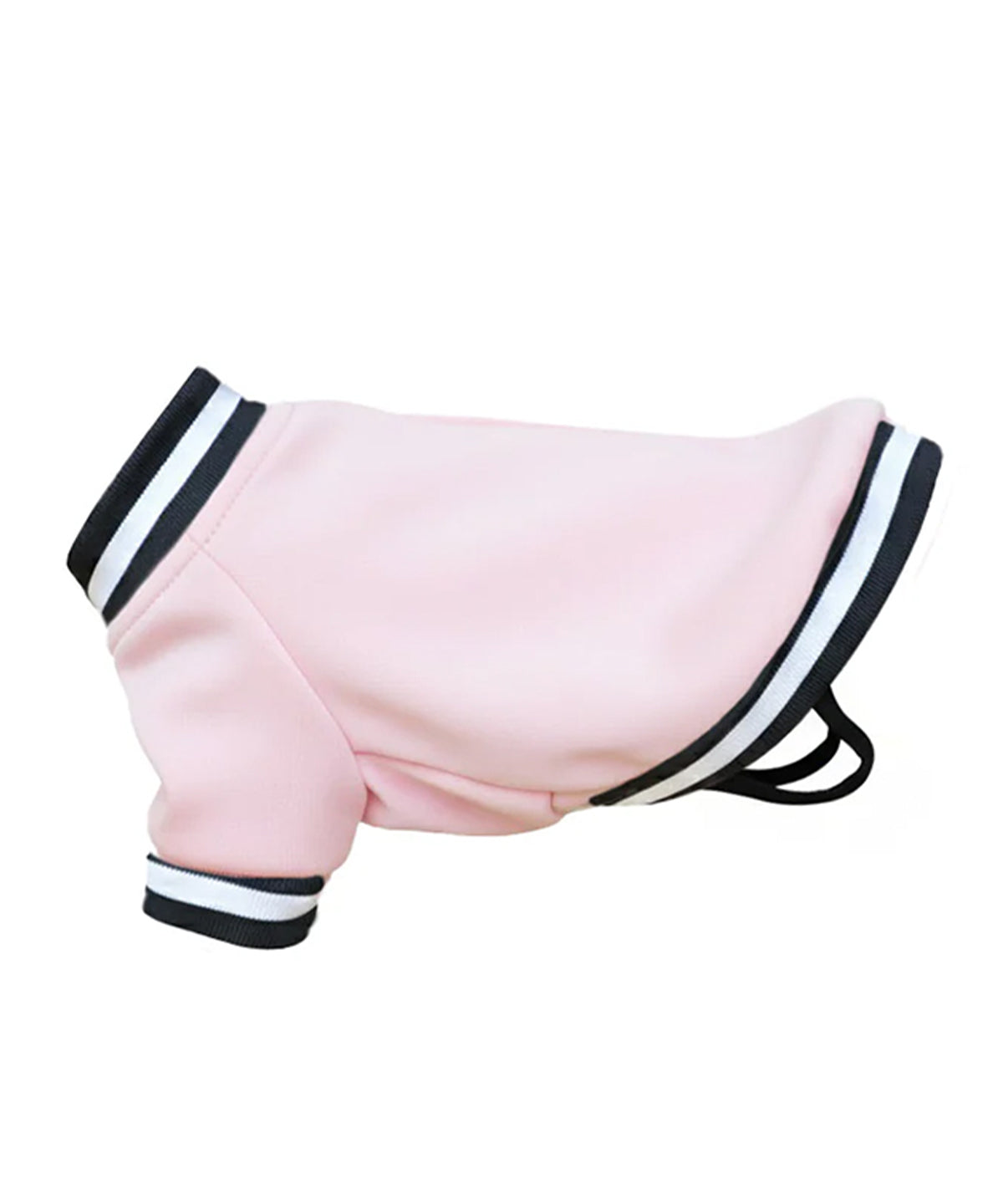 Portman & Pooch Dog’s varsity jacket in Pink, front view