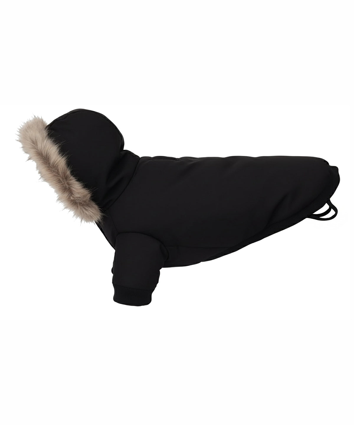 Portman & Pooch Dog’s parka jacket in Black, front view