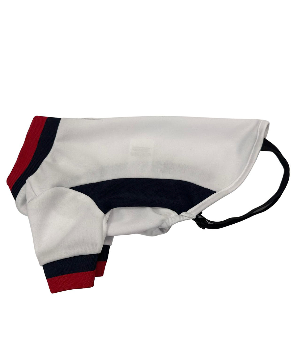 Portman & Pooch Dog’s football t-shirt in White/Red/Navy, front view