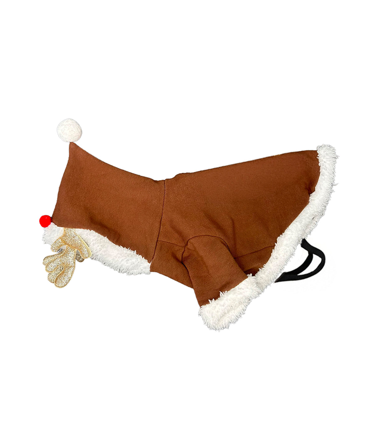 Portman & Pooch Dog’s reindeer hoodie in Brown/White, front view