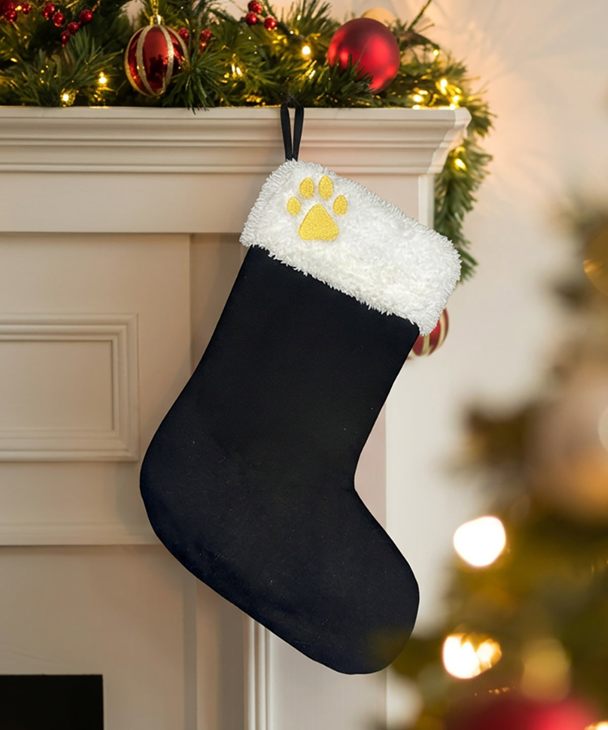 Portman & Pooch Dog’s Christmas stocking – bootie shape, lifestyle photo