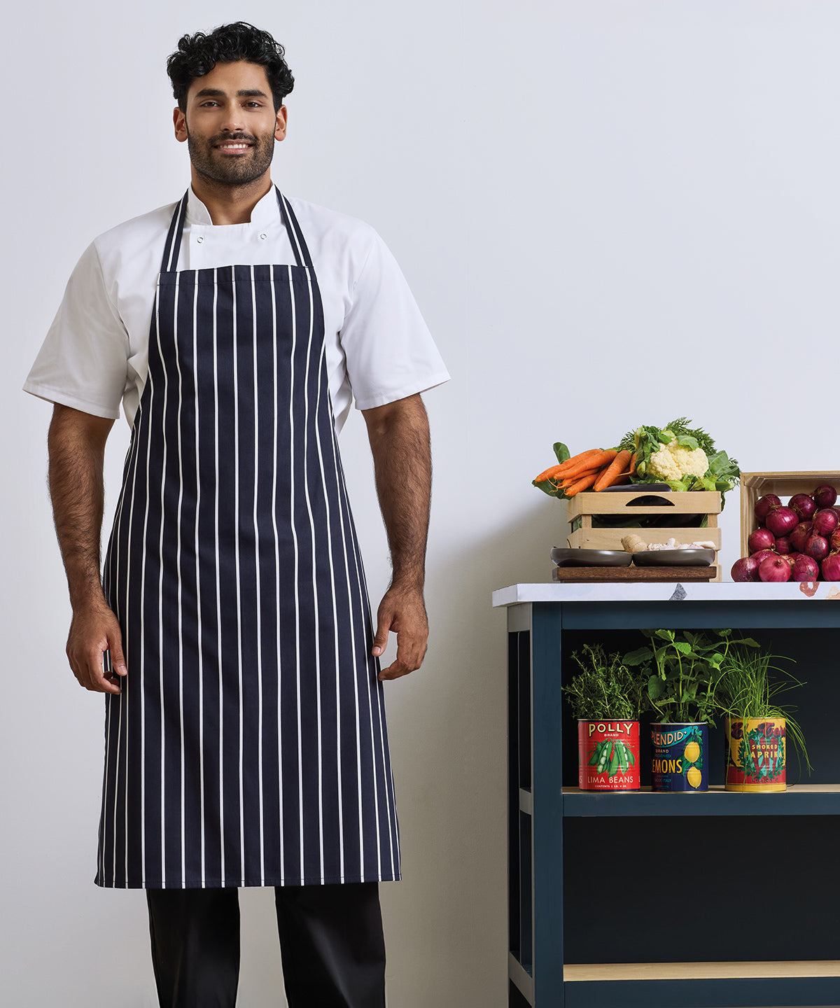 Premier Striped bib apron, lifestyle photo
