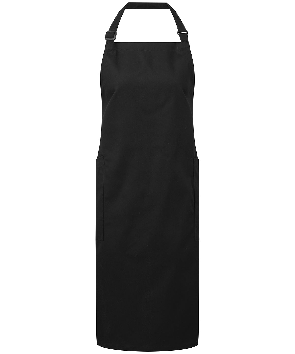 Premier Recycled Polyester & Organic Cotton Apron in Black, front view