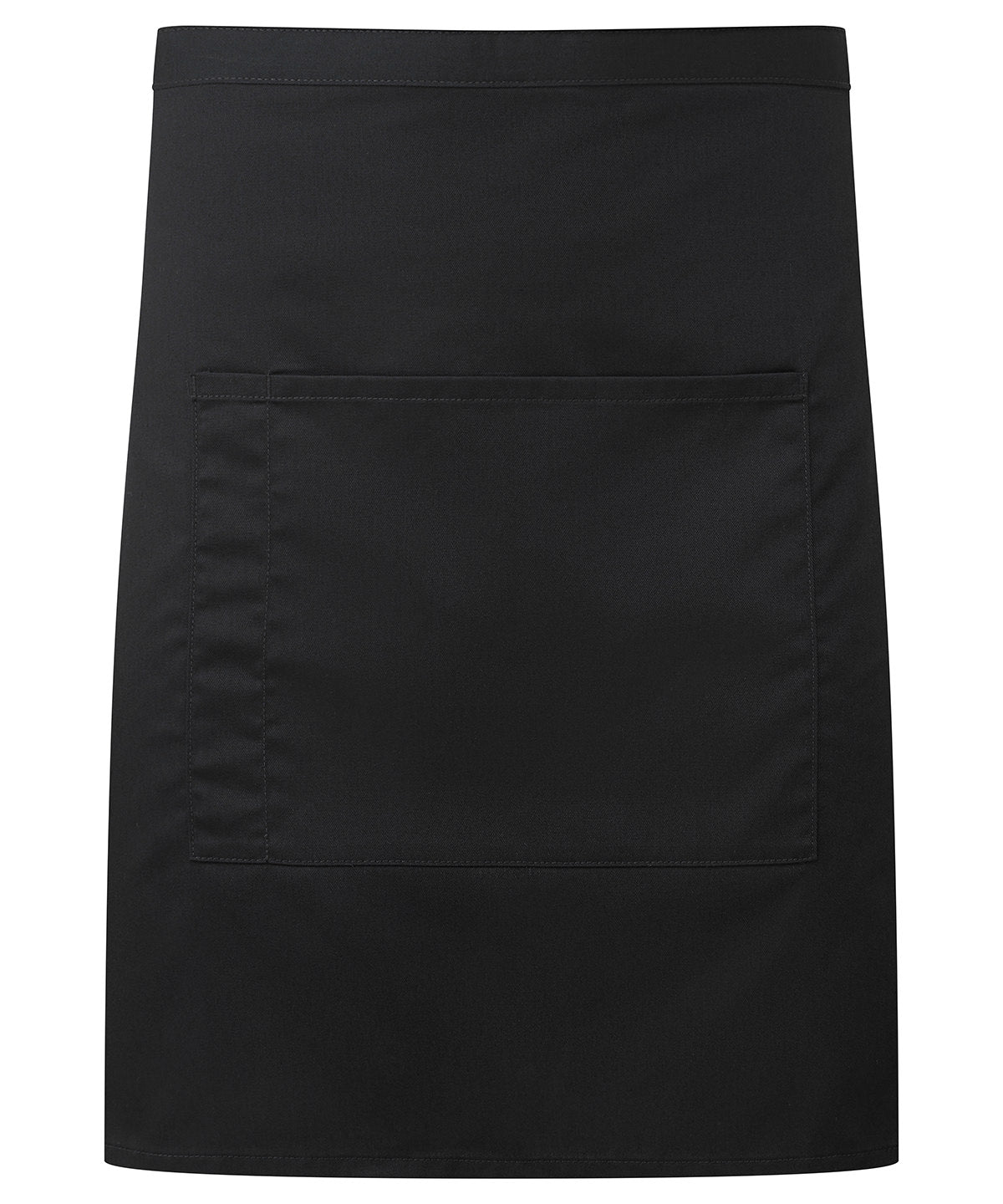 Premier ‘Colours collection’ mid-length pocket apron in Black, front view