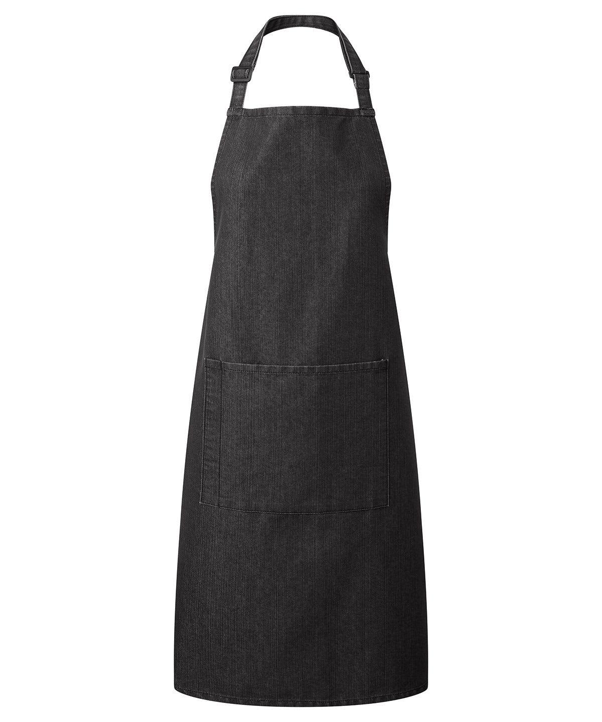 Premier Colours bib apron with pocket in Black Denim, front view