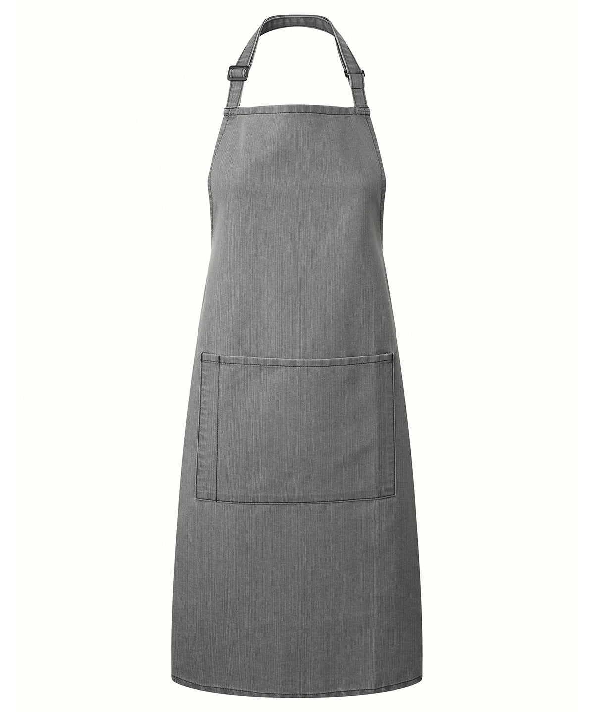 Premier Colours bib apron with pocket in Grey Denim, front view