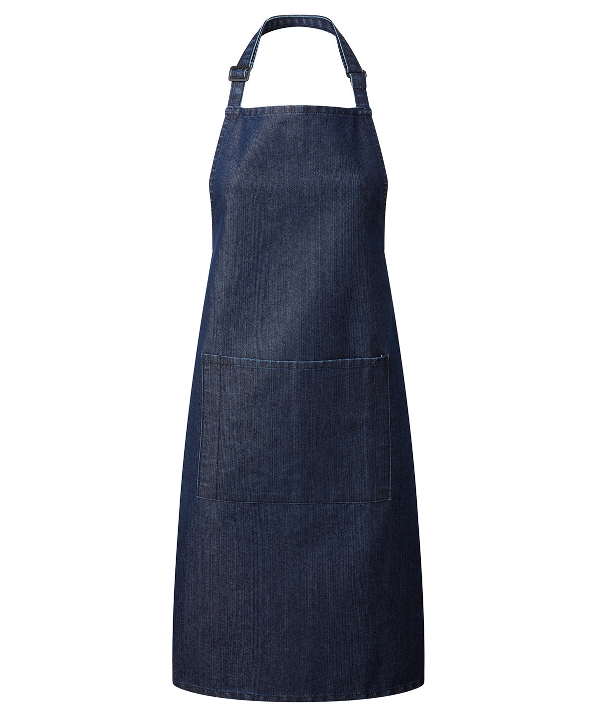 Premier Colours bib apron with pocket in Indigo Denim, front view